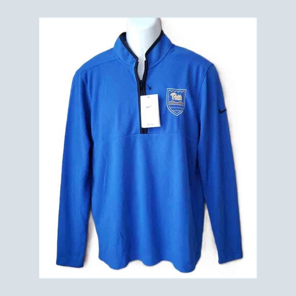 Nike Pitt Panthers 1/4 Zip Fleece Shirt Embroidered Crest Blue Men's Size M - Picture 1 of 3